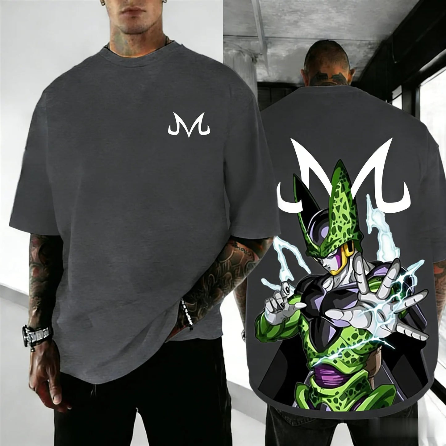 Dragon Ball Cell Anime Peripheral Short Sleeve T-Shirt Retro Loose Street Style 2026 Summer Men's Y2k Top Family Parent-Child