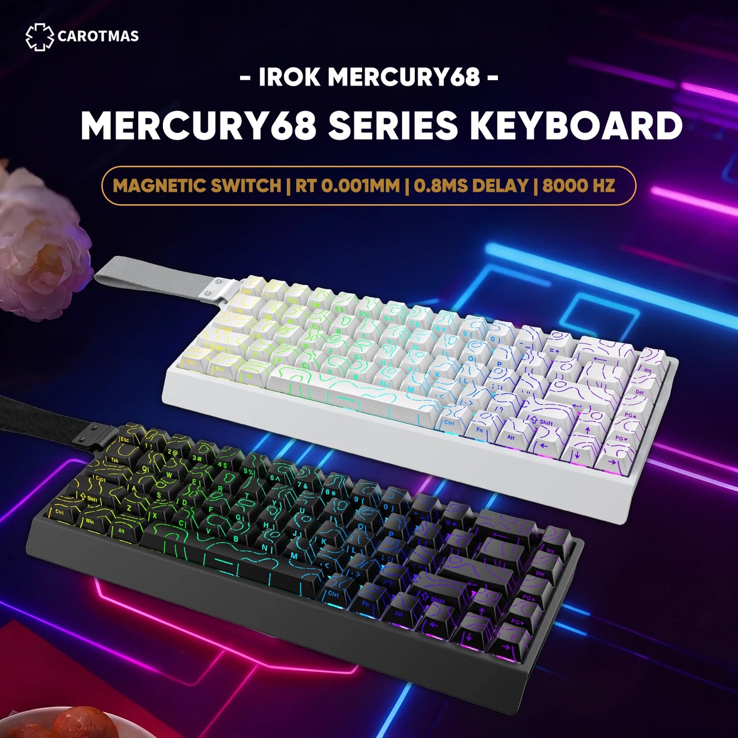 IROK Carotmas Mercury68 Mercury 68 Mercury68 Pro Mercury68 Max RT 0.001mm 8K Tastiera meccanica magnetica gaming cablata per gamer