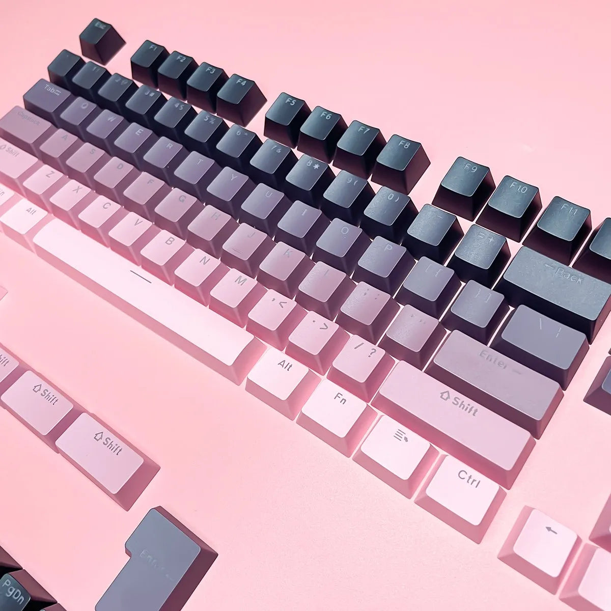 RGB-Gamer-Tastenkappen mit Farbverlauf-Hintergrundbeleuchtung für mechanische Tastaturen mit MX-Switches, OEM-Profil, PBT-Keycaps, Weiß/Blau, ISO-Layout, DIY-Tastenkappen