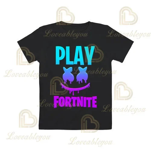 T-shirt cartoon per ragazzi e ragazze Fortnite Battle Royale 3D, 3-14 anni, Victory Royale, top da gioco per bambini e adolescenti