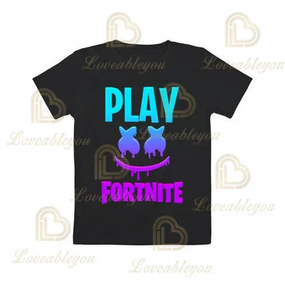 T-shirt cartoon per ragazzi e ragazze Fortnite Battle Royale 3D, 3-14 anni, Victory Royale, top da gioco per bambini e adolescenti