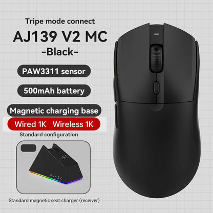 AJAZZ AJ139Pro/AJ139V2MC draadloze muis PMW3395/PAW3311-chipset 12000-26000Dpi professionele gamingmuis