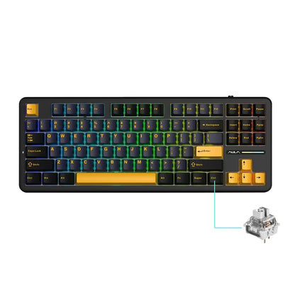AULA F87 Pro mechanische Tastatur 2.4g/Usb/Bluetooth Tri-Mode Wireless, 87 Tasten, RGB, PBT, Gasket, 5-lagige Schalldämpfung, Full-Key, No Impact