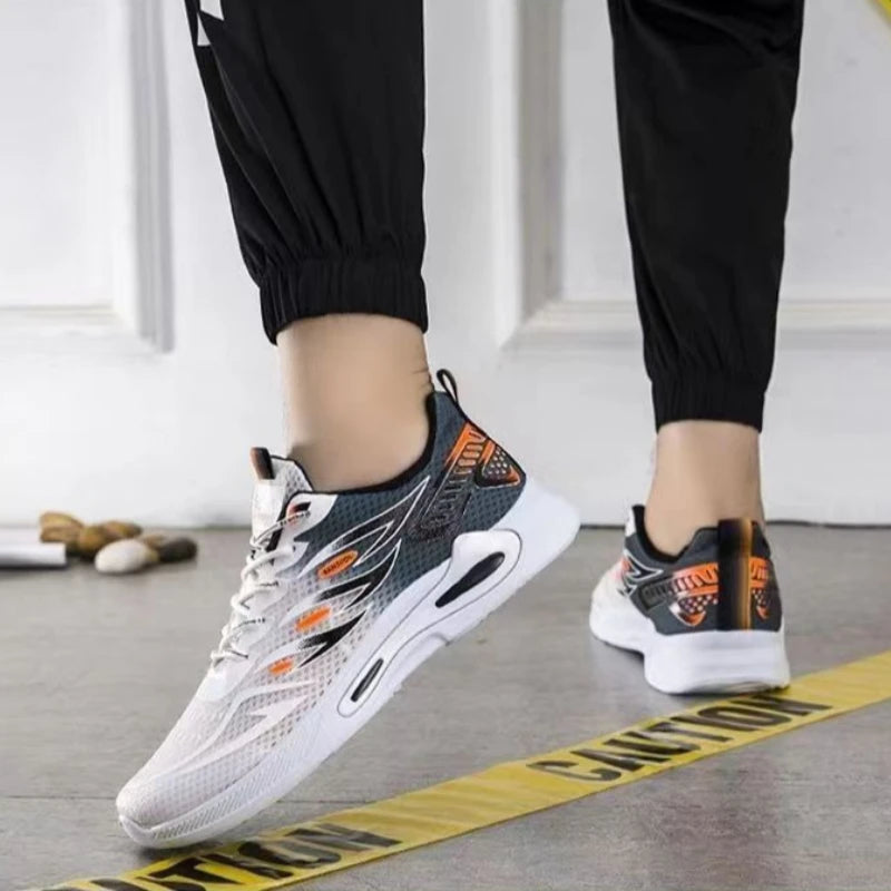 Baskets d'été pour hommes, chaussures de course respirantes en maille, à lacets, résistantes à l'usure, à plateforme, confortables, à semelle souple