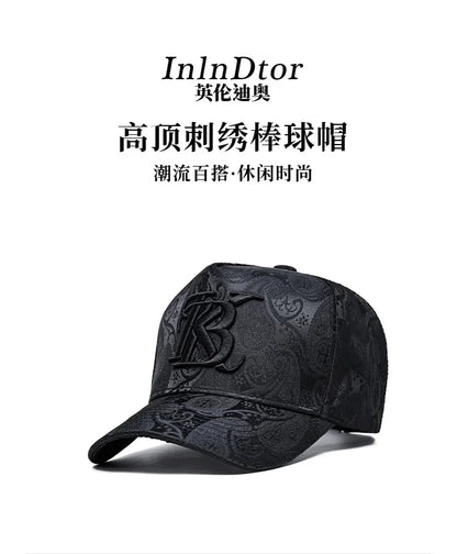 2024 Fashion Embroidery High top Baseball Cap Men's cashew print outdoor casual Cap face Trim four seasons