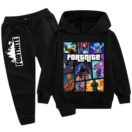 Fortnite Game Printed Children's Sets Hoodies Cartoon Comfortable 2pcs Suit Loose Long Sleeve Tops Pant Autumn Winter Clothes