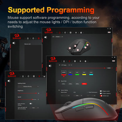 REDRAGON DEICIDE M816 PRO RGB USB gaming miš s podrškom za Bluetooth i 2.4G bežično povezivanje, 26000 DPI, 6 tipki, za gamere, žičani miš za računalo