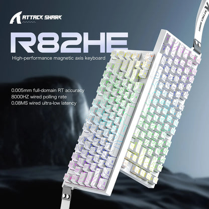 ATTACK SHARK R82 HE Teclado Magnético com Fio 75% RGB 8000Hz Rapid Trigger Atuação de 0.005mm Teclado Gaming