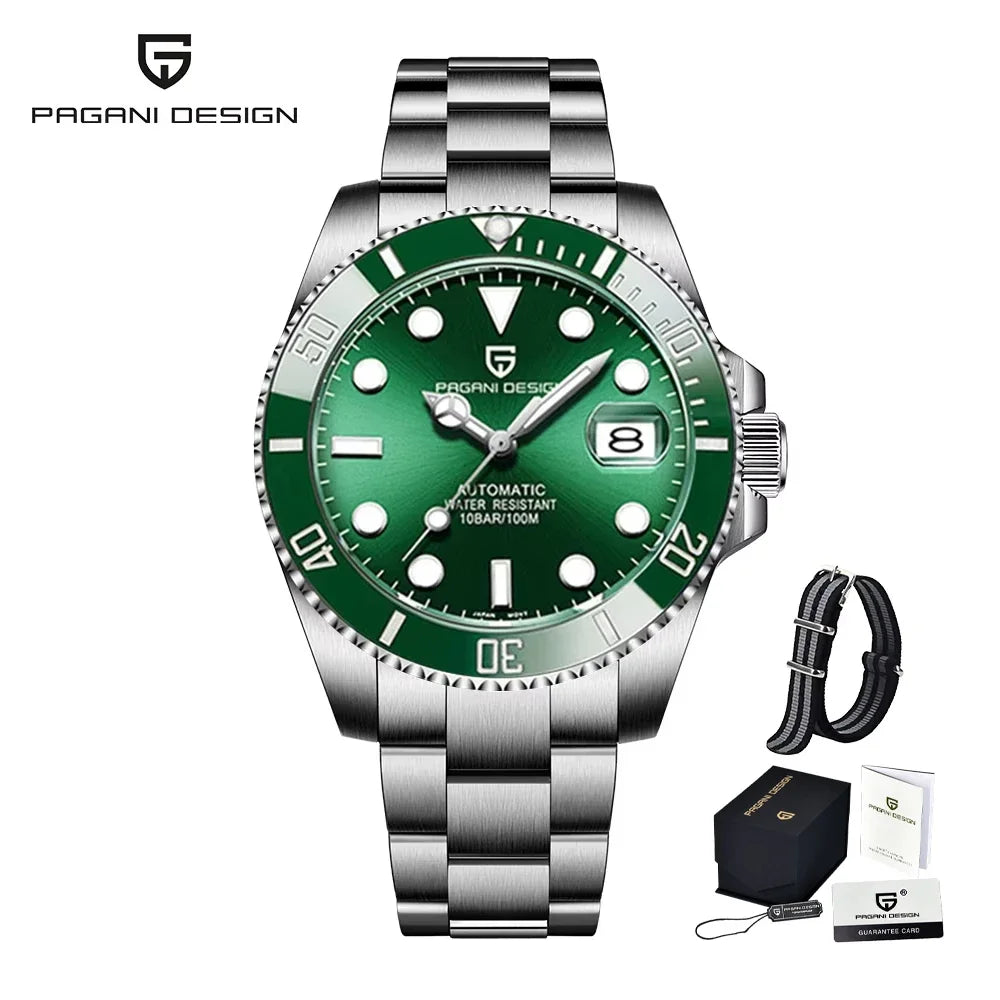 PAGANI DESIGN Men Automatic Mechanical Watch PD1661 8215 Dive Stainless Steel Waterproof Clock Sapphire Reloj Hombre