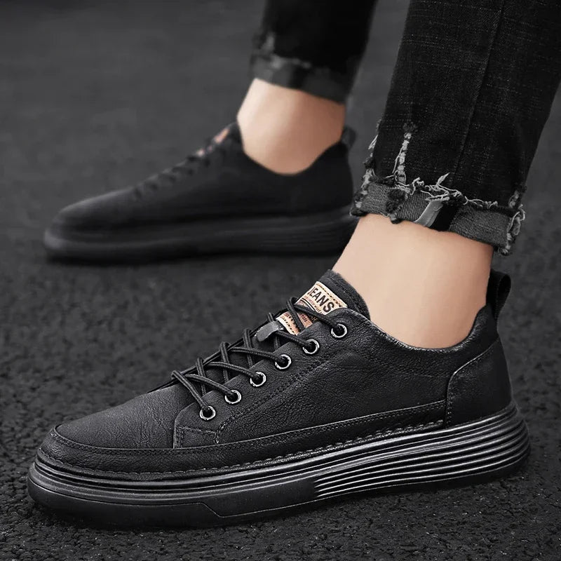Classic Men's Sneakers Platform Slip-On Casual Leather Sneakers New Comfort Flat Spring Loafers Shoes