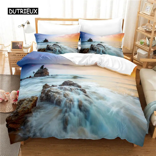 Meririutta-vuodevaatesetti, pussilakanasetti, 3D-digipainettu vuodevaate, queen size -vuodevaatesetti, muodikas design