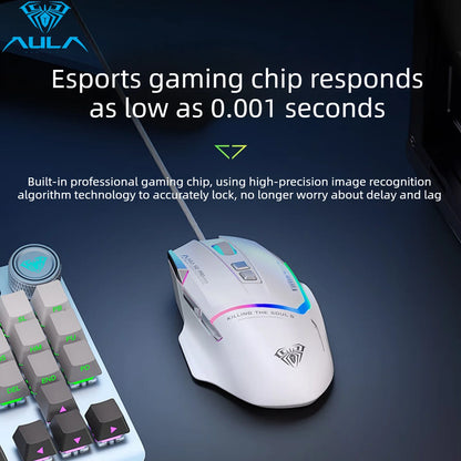 Vruća ponuda AULA S12 Pro žičani gaming miš 12800 DPI RGB pozadinsko osvjetljenje 8 programabilnih tipki ergonomski miš za igranje za PC i prijenosno računalo