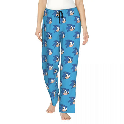 Custom Printed Womens Soniced Pajama Pants Hedgehog Game Sleepwear Sleep Lounge Bottoms with Pockets