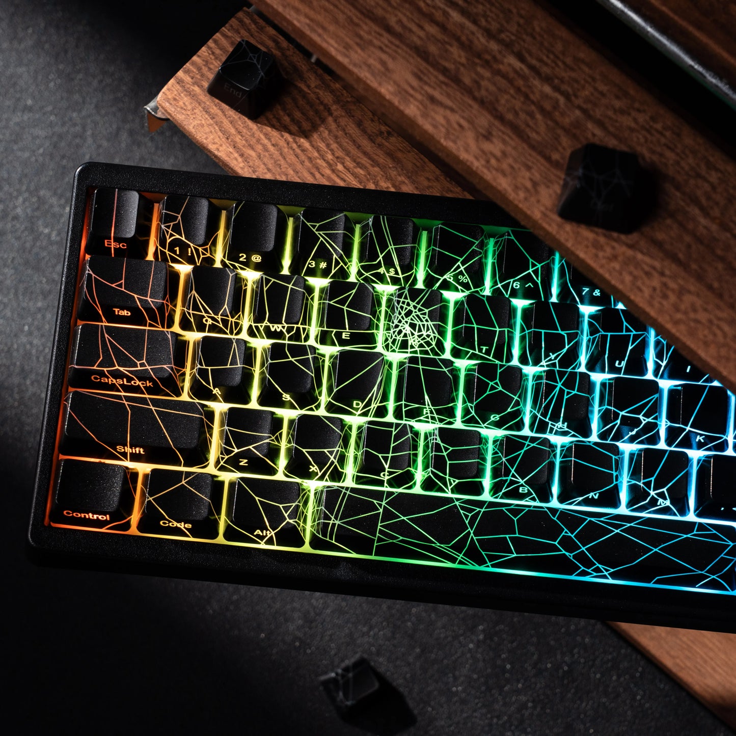 XVX Spider Web Keyboard M67 JadeStone mit IMD-Tech-Tastenkappen, Tri-Mode-Verbindung, individueller RGB-Hintergrundbeleuchtung, Tastatur 60%