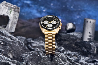 „PAGANI DESIGN Moon“ laikrodis – prabangus vyriškas kvarcinis chronografas, sportinio stiliaus, safyro stiklas su antirefleksine danga, švytintis ekranas