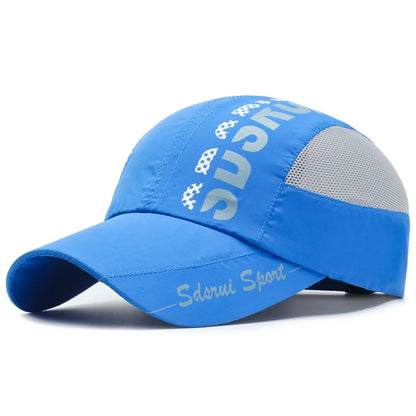 Unisex Wide Brim Mesh Baseball Cap Breathable Quick-drying Peaked Cap Adjustable Hip Hop Hats Outdoor Sports
