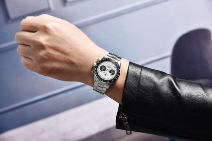 Herrklocka PAGANI DESIGN ”Panda” – Lyxig kvarts-kronograf, vattentät, safirglas med antireflexbehandling, självlysande sportklocka