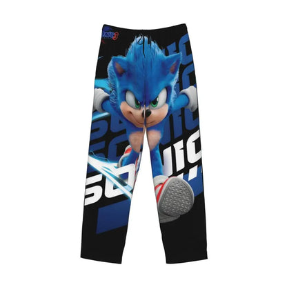 Custom Print Men's Soniced Pajama Pants Hedgehog Game Sleepwear Sleep Lounge Bottoms with Pockets