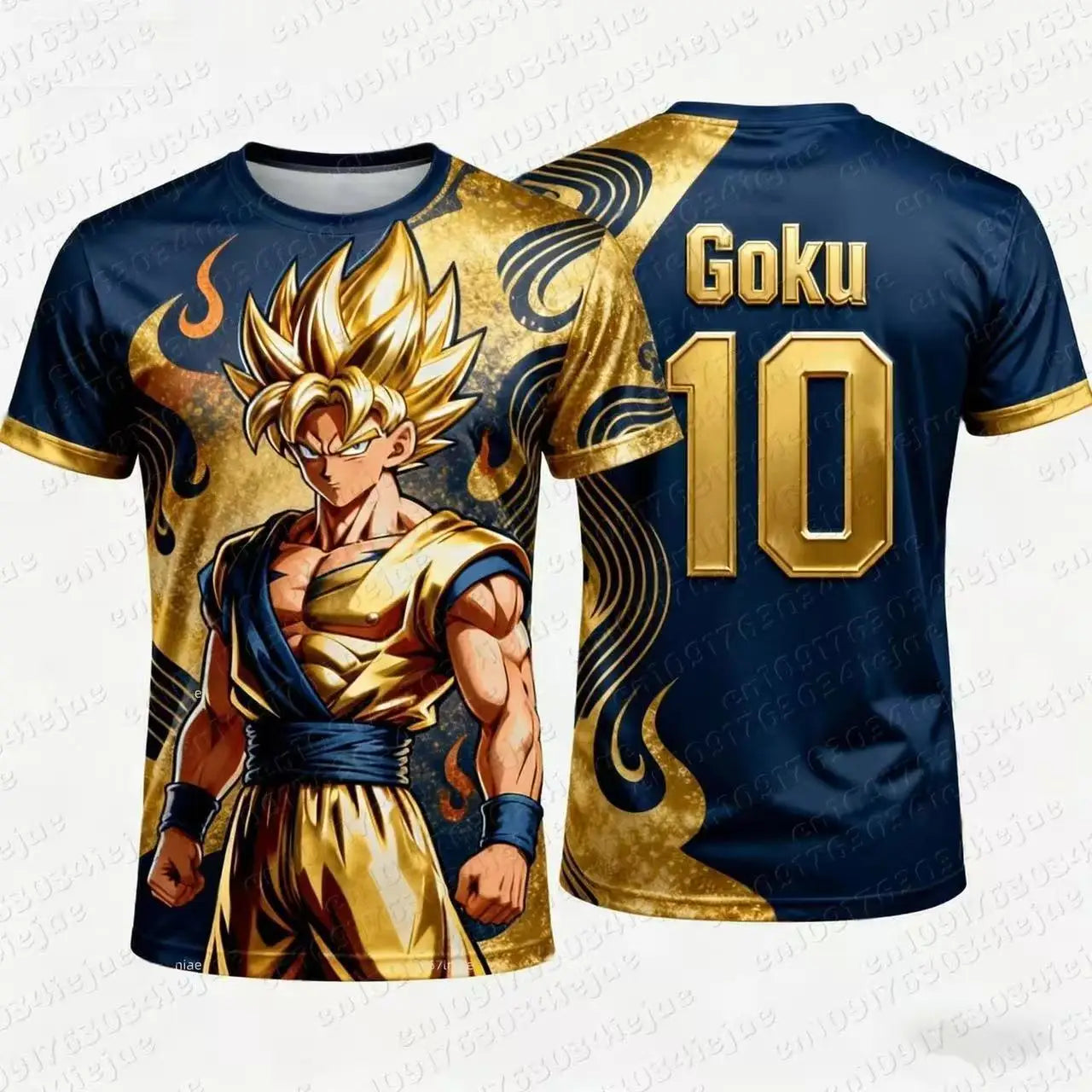 Dragon Ball Son Goku Cartoon Jersey Personality 2D Summer Quick Drying T-shirt Short Sleeve Top Animation Peripheral Wholesale