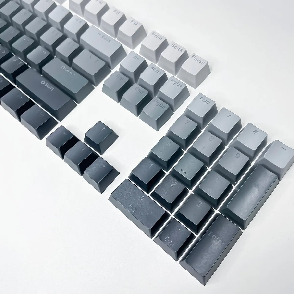 RGB-Gamer-Tastenkappen mit Farbverlauf-Hintergrundbeleuchtung für mechanische Tastaturen mit MX-Switches, OEM-Profil, PBT-Keycaps, Weiß/Blau, ISO-Layout, DIY-Tastenkappen