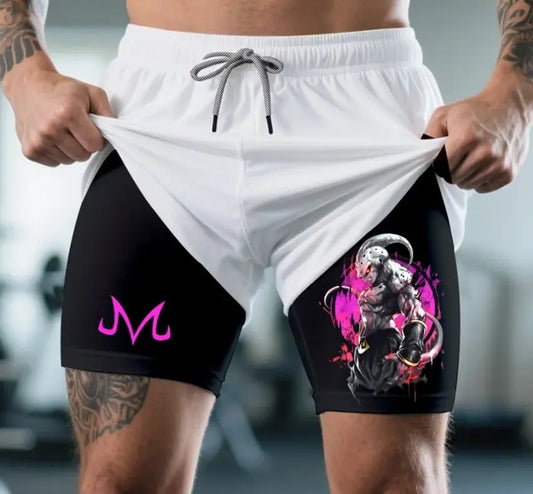 2026 Summer Dragon Ball Z Magic Man Buu (pure Form) 3D Printed Double Fake Two Sports Loose Breathable Quick Dry Shorts