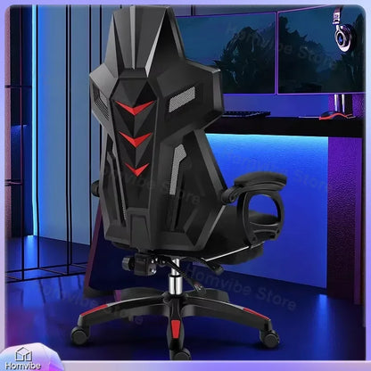 Chaise de jeu ergonomique avec support lombaire, réglable en hauteur, 360° °   Chaise de bureau pivotante en cuir PU pour ordinateur, idéale pour la maison et le bureau, style racing