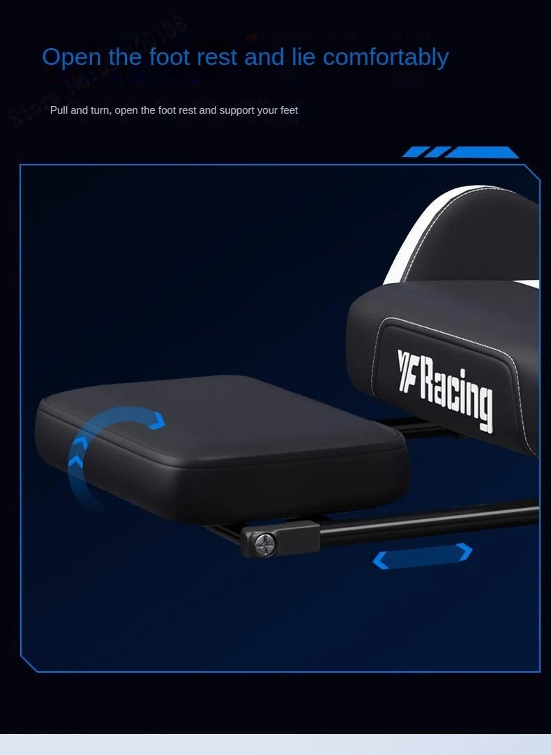 Gaming Chair with Latex Seat Cushion, Four-stage Pneumatic Cylinder, Removable Dual Headrest Adjustable Backrest, Office Chair