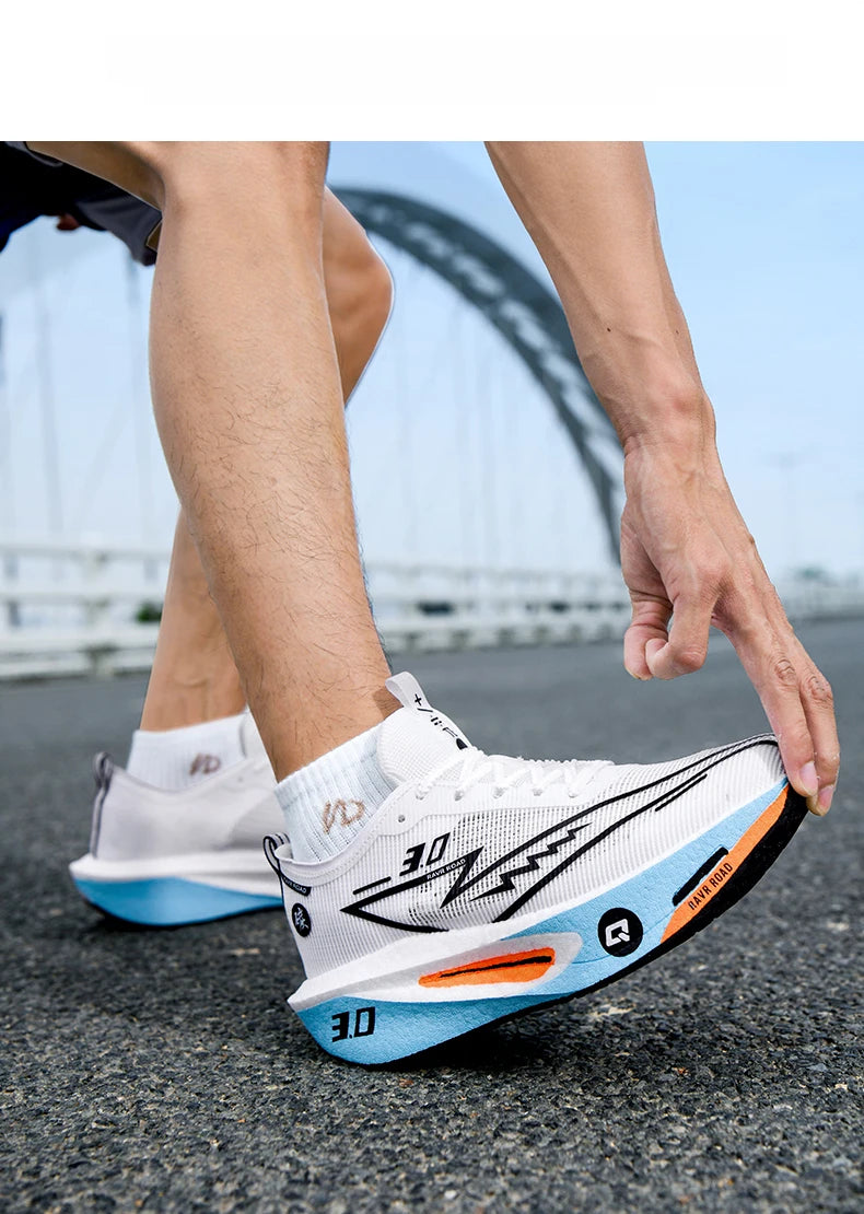Sapatilhas de Homem em Mesh Confortáveis 2025, Ténis de Corrida com Placa de Carbono 3.0, Amortecimento, Desporto, Treino, Jogging e Corrida Especializada