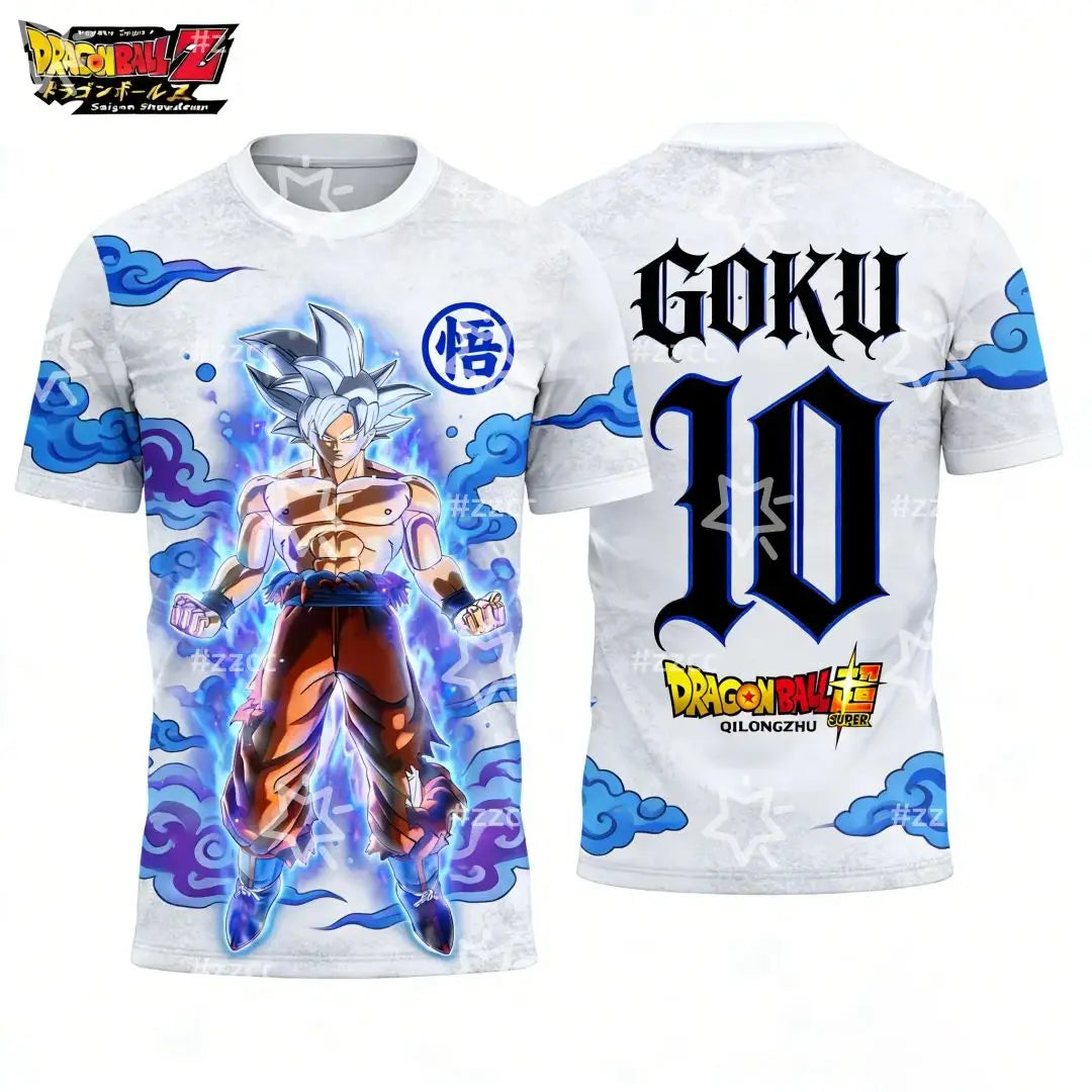 2026 Dragon Ball Super Saiyan Wukong Pattern Football Team Kit Autumn Sports Quick Drying Boys' T-shirt Children's Clothing