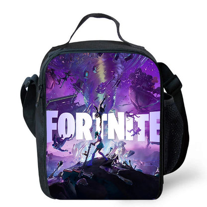 Saco de Almoço Térmico Isolado com Desenho Animado Fofo, Recipiente para Alimentos à Prova de Fugas, Reutilizável, Saco Frigorífico de Almoço Fortnite para Crianças e Estudantes