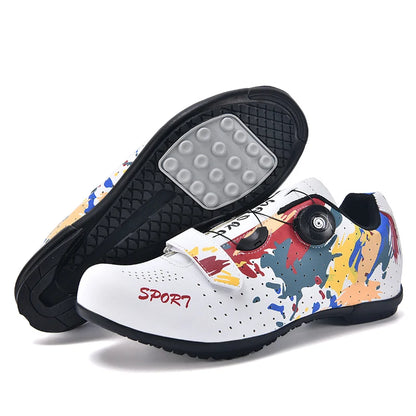Lock-Free Cycling Shoes, Flat Pedal Shoes for Men, Bike Cleat Sneakers, MTB Bicycle Biking Shoes for Women, Breathable Indoor Boots