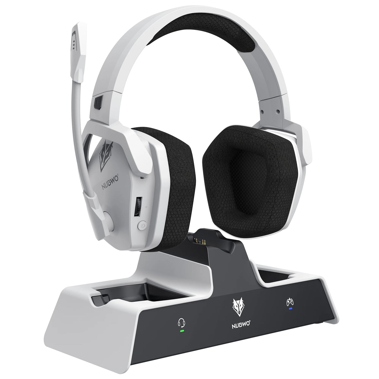 NUBWO G06 Pro Wireless Gaming Headset with Charging Station – Bluetooth 5.3 Gaming Headphones for PS5, PS4 & PC with ENC Microphone and 120-Hour Battery Life