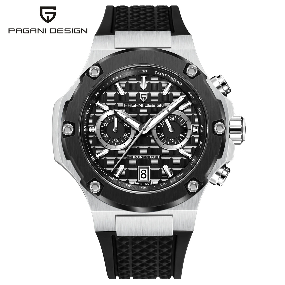 PAGANI DESIGN Men's Watches Luxury Rose Gold Sport Chronograph Japan VK64 Quartz Watch For Men Fluororubber Strap Wristwatch Men
