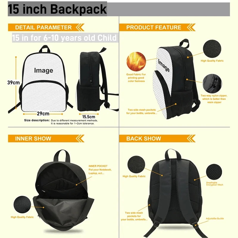 Zaino da scuola per bambini Hot Game con borsa pranzo e astuccio, grande capacità, design F-FortniteS, per ragazzi e ragazze, regalo ideale