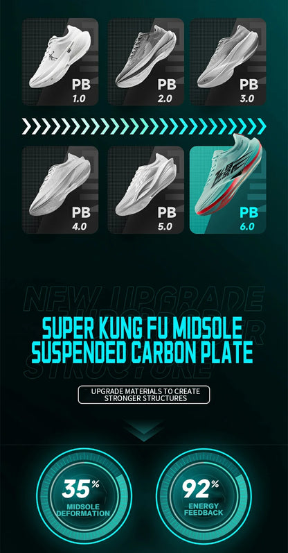 QIAODAN Feiying PB6.0 Homem 2026 Sapatilhas Desportivas de Competição para Maratona Novas com Placa de Carbono Suspensa Integral QDB023261299