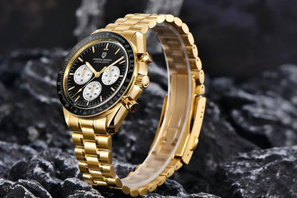 „PAGANI DESIGN Moon“ laikrodis – prabangus vyriškas kvarcinis chronografas, sportinio stiliaus, safyro stiklas su antirefleksine danga, švytintis ekranas