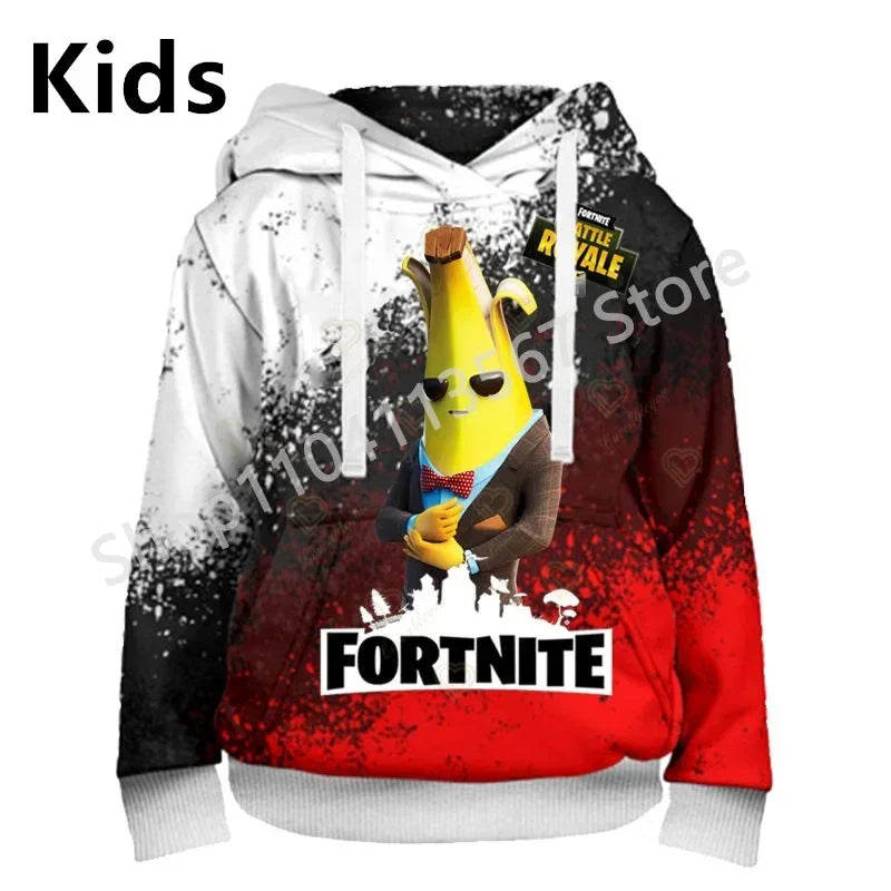 Llama Battle Royale F-Fortnited Kapuzenpullover mit 3D-Print für Herren, Damen und Kinder, Sweatshirt für Jungen, Mädchen und Kids, Streetwear-Pullover, grüne Oberteile