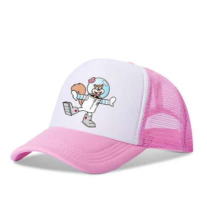 Casquette de baseball SpongeBob mignonne, style anime, ronde, unisexe, pour enfants (garçons et filles) et adultes, sportive, décontractée, pare-soleil, ajustable, inspirée du film d'animation, à visière, en maille