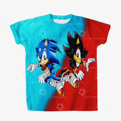 Men T Shirt Women Tee Boys Girls Top Adults Children Parent Child quick dry kid Tshirts Sonic Cartoon Casual Sports Print Tee