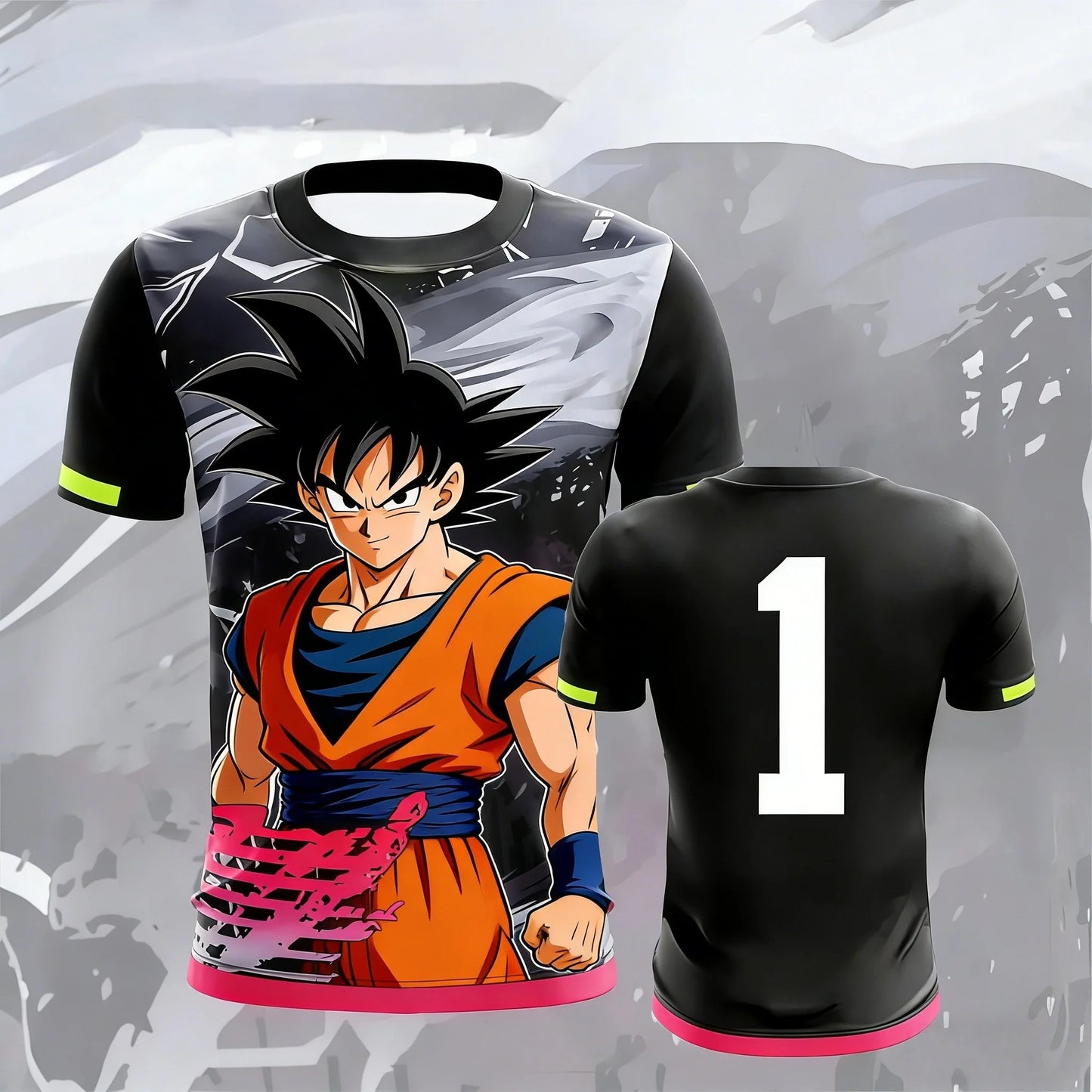 Vintage Dragon Ball  Goku Ink Wash Pink Brush 3D Print T-Shirt 2026 Summer Unisex Oversized Y2K Retro Anime Streetwear  Top