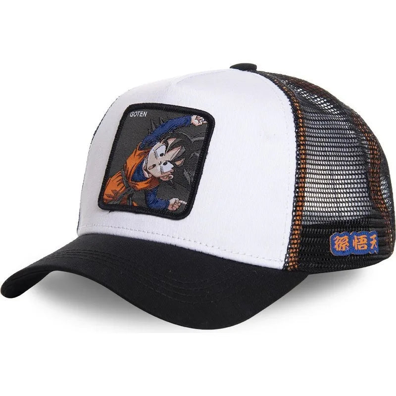 „Dragon Ball“ Son Goku kepurė, vasarinė kelioninė kepurė su snapeliu, vyriška siuvinėta hip-hop stiliaus kepurė su saulės skydeliu, reguliuojama „trucker“ stiliaus tinklinė kepurė
