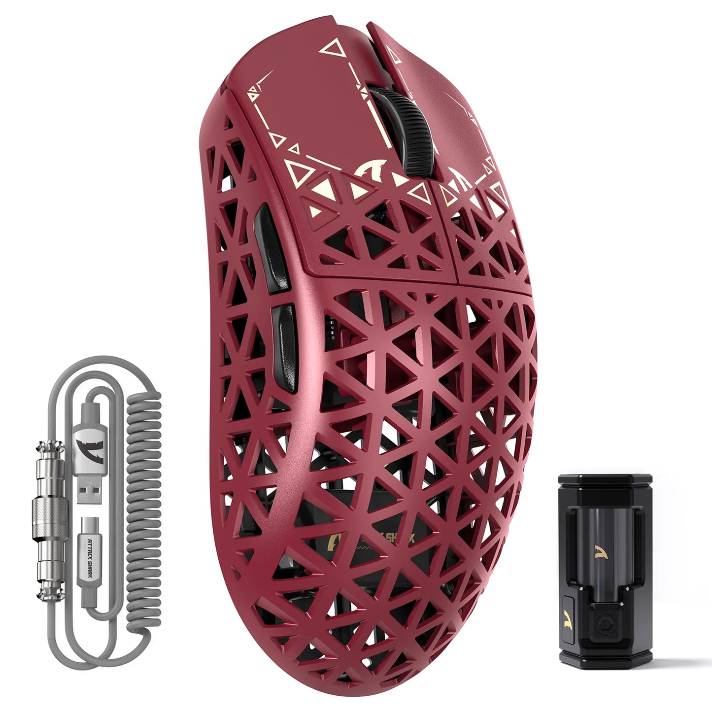 ATTACK SHARK R5Ultra Carbon Fiber Wireless 8K PAW3950MAX Gaming-Maus mit 8K-Spiralkabel,