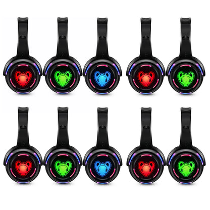 Auriculares inalámbricos Silent Disco RF LED para DJ y fiestas 863–865MHz/915MHz con iluminación LED de 3 canales y batería de 10H