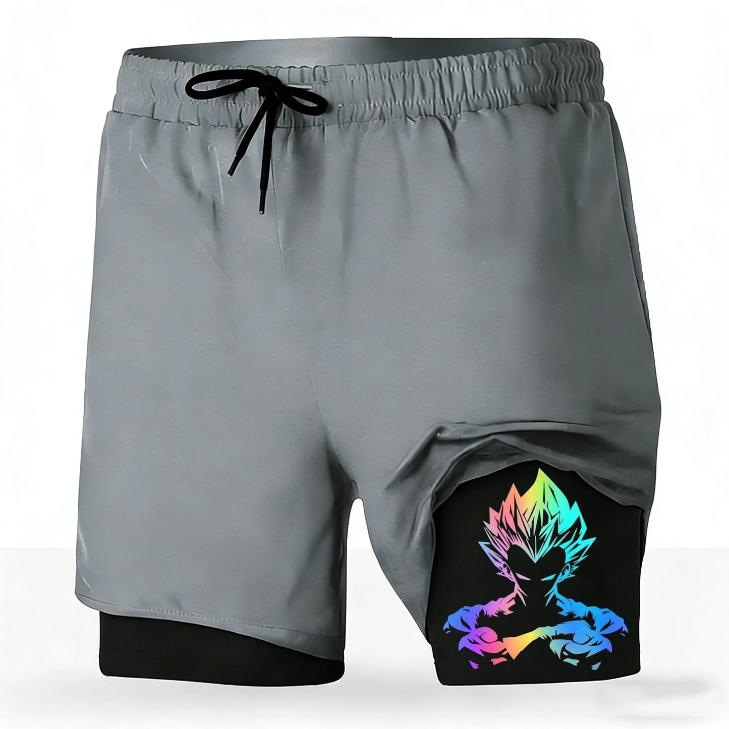 Men's Dragon Ball Anime 2-in-1 Running Shorts Majin Vegeta Print Quick Dry Athletic Workout Shorts 2026 New Unisex