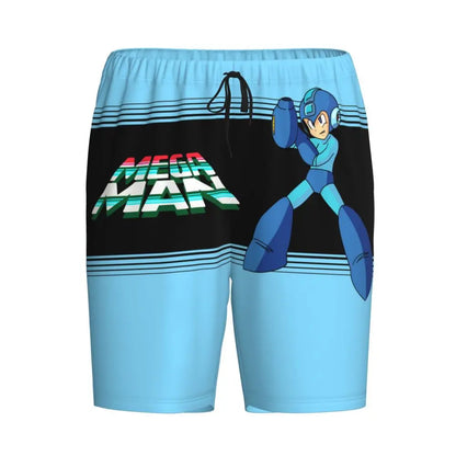 Custom Megaman Video Game Mega Man Short Pajama Pants Men Sleepwear Sleep Lounge Bottom Shorts Sleeping Pants