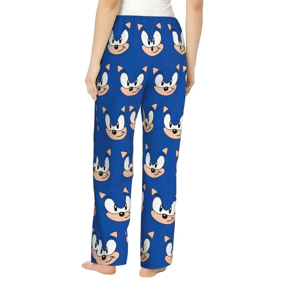 Custom Printed Womens Soniced Pajama Pants Hedgehog Game Sleepwear Sleep Lounge Bottoms with Pockets