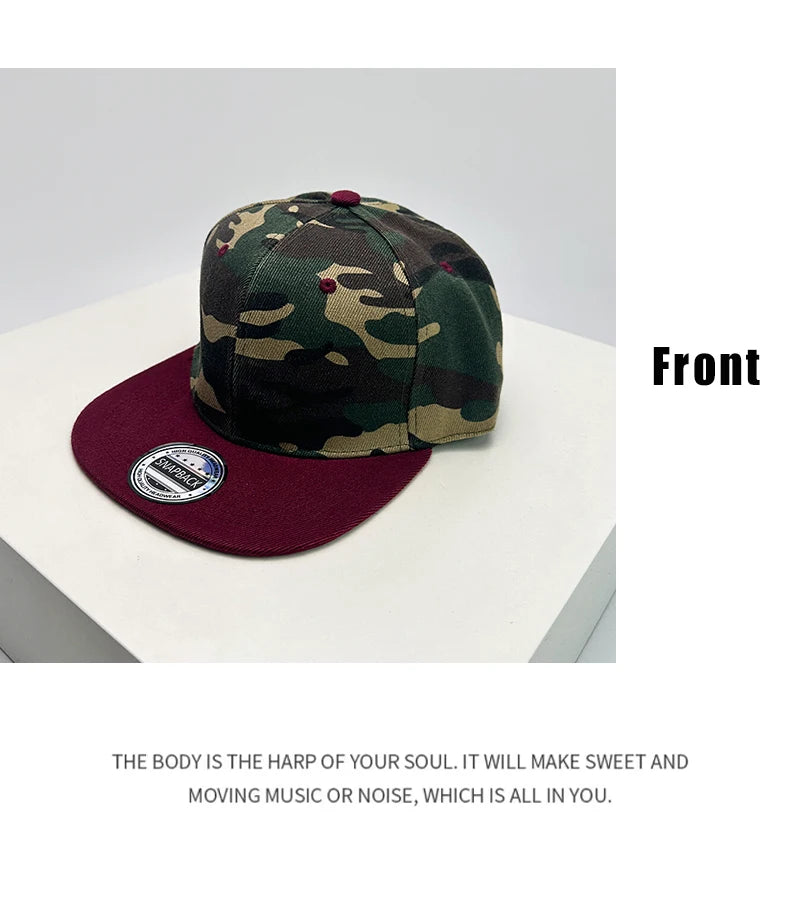 New Unisex Color Block Camouflage Baseball Hats Flat Eave Breathable Hip Hop Sunshade Peaked Caps Versatile Fashion Personal ins
