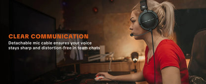Talomen TOP W550X kabelgebundene Over-Ear-Kopfhörer mit 50mm-Treibern, tiefem Bass, abnehmbarem Kabel und integriertem Mikrofon – Gaming-, DJ-, Studio- und Büro-Headset