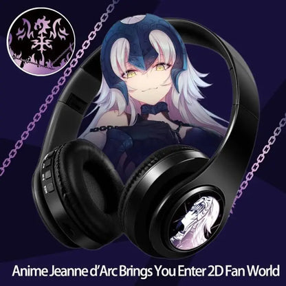 Demon Slayer Kamado Tanjirou Anime Bluetooth Headphones – Wireless Gaming Headset with Mic, TF Card Support, Deep Bass Anime Earphones V5.0
