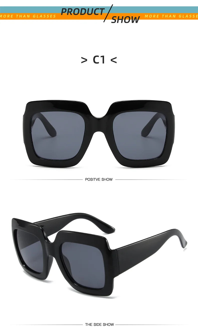 Fashion Women Oversize Sunglasses Gradient Retro Luxury Brand Designer Square Sun Glasses Female Trending Shades UV400 Eyeglas